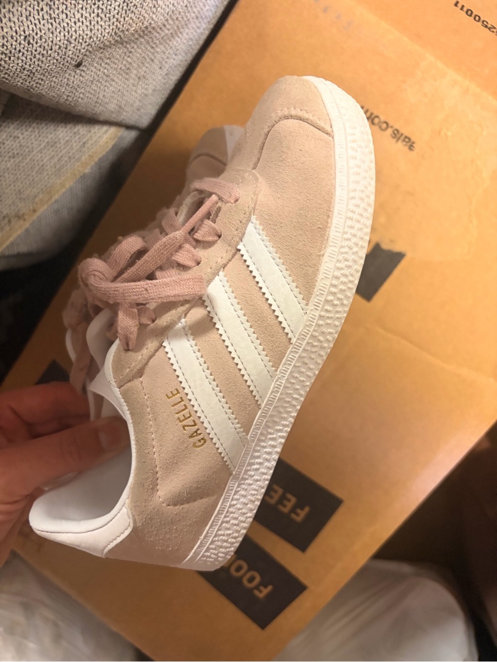 adidas Gazelle Suede Sneakers in Blush Pink and White